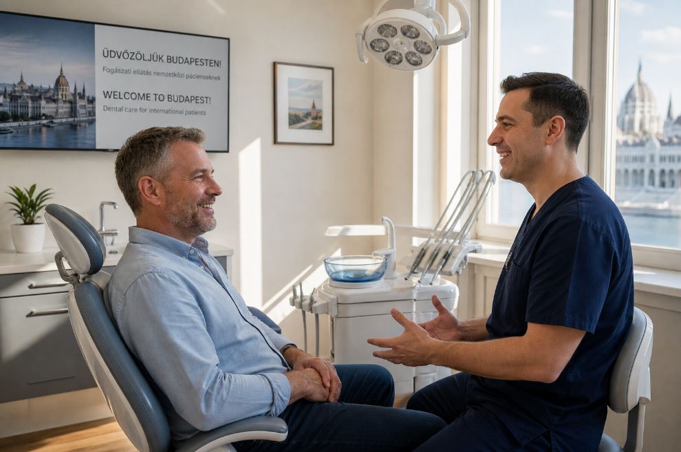 Dentist in Budapest providing treatment plan for UK dental tourism patient