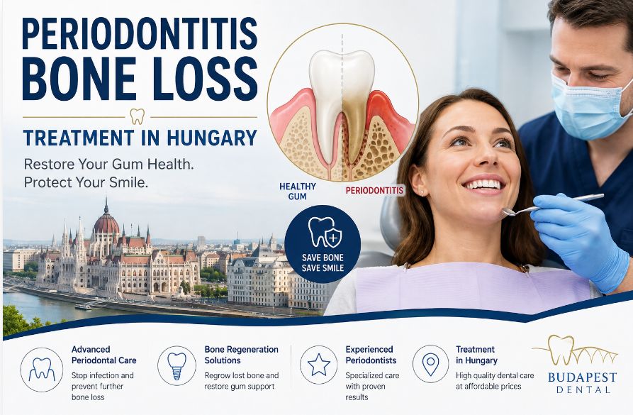 Periodontitis bone loss treatment in Hungary with periodontal care and bone regeneration